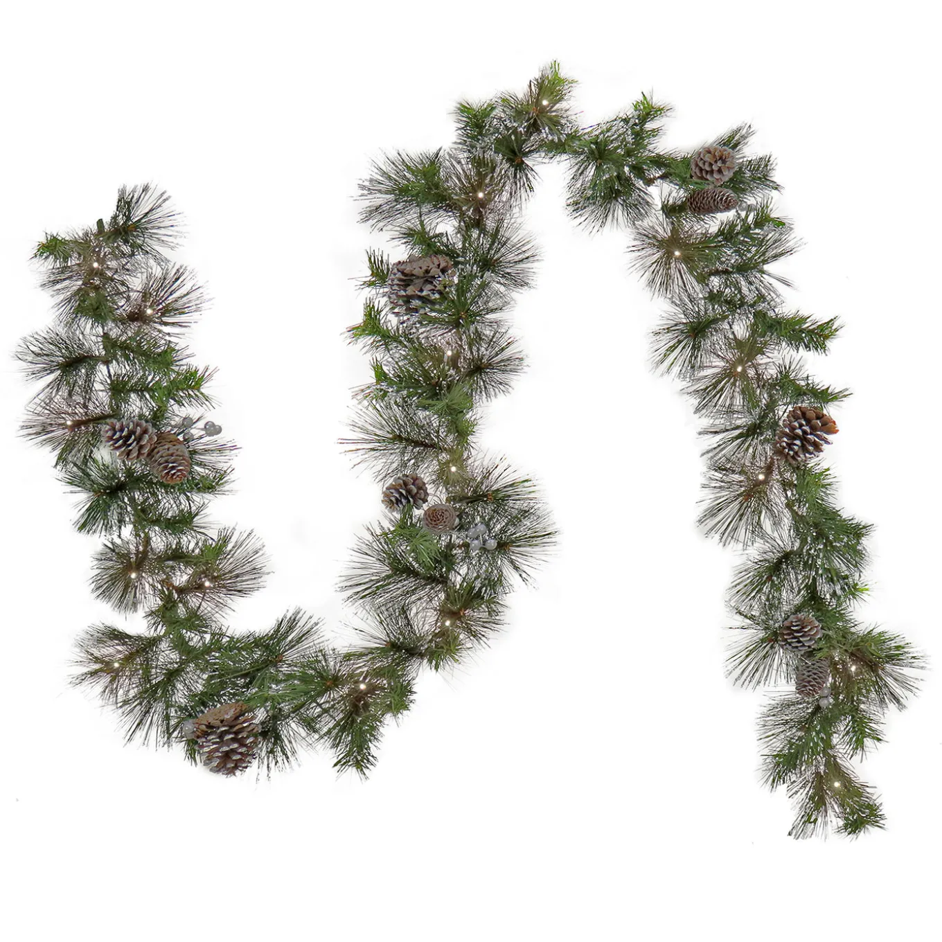 9 ft. Pre-Lit Whitter Pine Garland with LED Lights