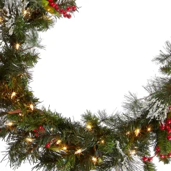 9 ft. Pre-Lit Wintry Pine Garland with Clear Lights, Plug-In
