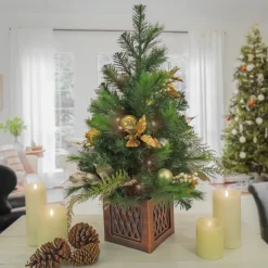 3 ft. Pre-Lit Yuletide Glam Tree with Warm White LED Lights