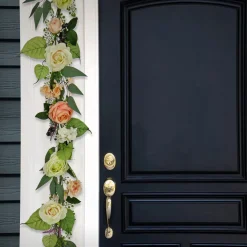 6 ft. Spring Garland with Rose Blooms, Lavender, Berry Clusters, Leafy Greens