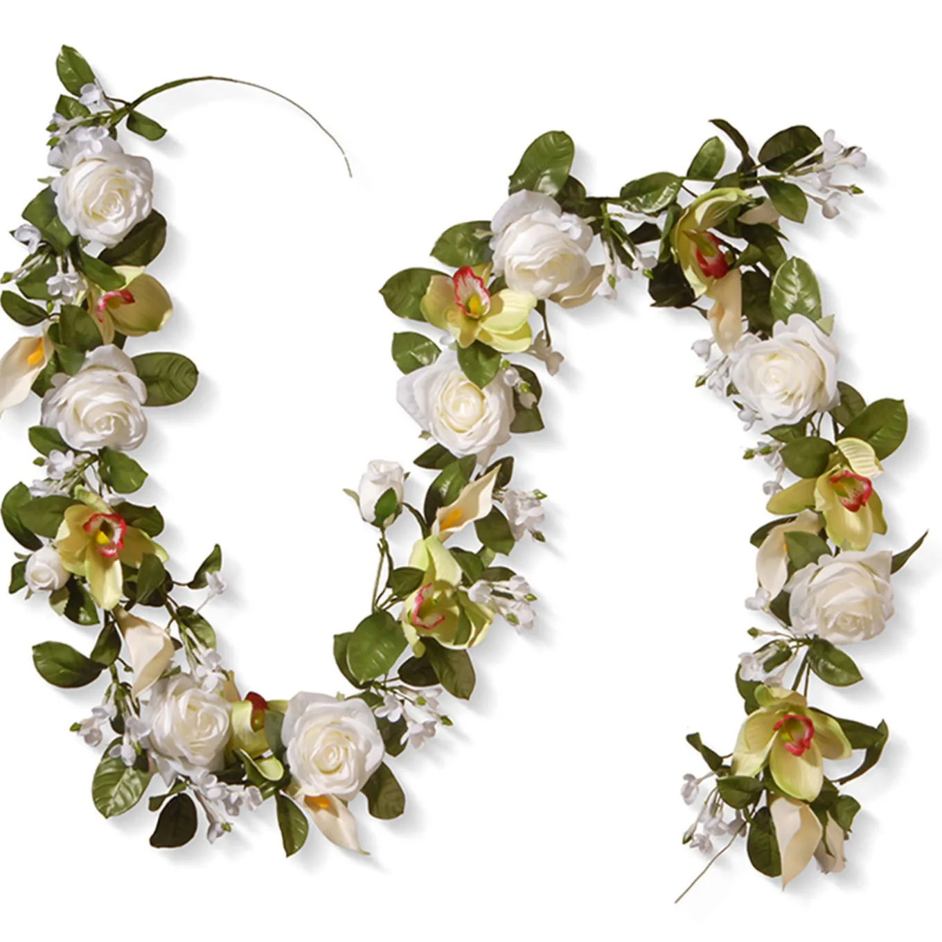 6 ft. Spring Garland with Roses, Lilies, Berry Clusters, Leafy Greens