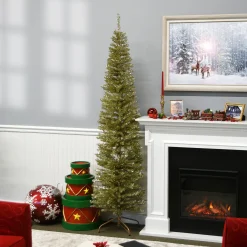 7 ft. Tinsel Collection Champagne Gold Tree