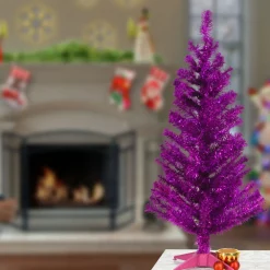 3 ft. Tinsel Collection Magenta Pink Tree