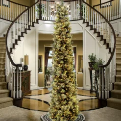 10 ft.Pre-Lit Carolina Pine Slim Tree with Clear Lights