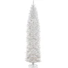 12 ft.Pre-Lit Kingswood Fir White Pencil Slim Tree with Clear Lights