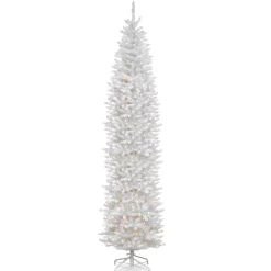 12 ft.Pre-Lit Kingswood Fir White Pencil Slim Tree with Clear Lights