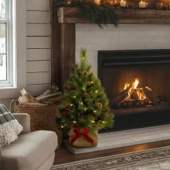 3 ft.Pre-Lit Pine Cone Tree with LED Lights