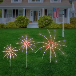 16 in. 24 in. 36 in. Patriotic Light Up Fireworks Lawn Decor with LED Lights