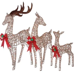 60 in., 52 in. and 36 in. Champagne Glitter Deer Family with 370 Warm White LED Lights