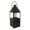 29 in. Matte Black Finish Enclosed Glass Outdoor Lantern Candleholder