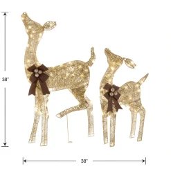 38 in. and 28 in. Pre-Lit Fawn with Doe Decoration