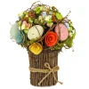 8 in. Bright Floral Bundle Decorated with Pastel Easter Eggs and Assorted Flowers