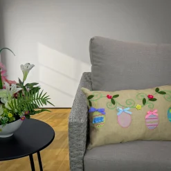 18 in. by 10 in. Decorated Easter Eggs Decorative Pillow