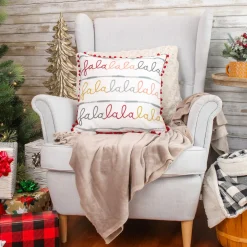 18 in. by 18 in. HGTV Falala Embroidered Pillow