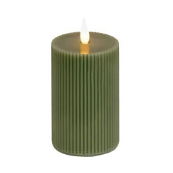 4 in. by 10 in. HGTV Home Collection Flameless Georgetown Pillar Candle, Dk Green