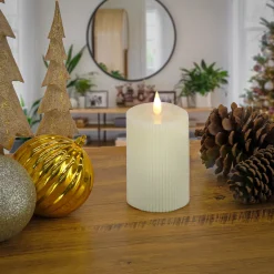 3 in. by 7 in. HGTV Home Collection Flameless Georgetown Pillar Candle, Ivory