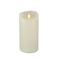 4 in. by 8 in. HGTV Home Collection Flameless Heritage Pillar Candle, Ivory