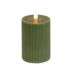 4 in. by 8 in. HGTV Home Collection Flameless Georgetown Pillar Candle, Dk Green