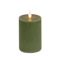 3 in. by 7 in. HGTV Home Collection Flameless Georgetown Pillar Candle, Dk Green
