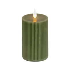 3 in. by 9 in. HGTV Home Collection Flameless Georgetown Pillar Candle, Dk Green