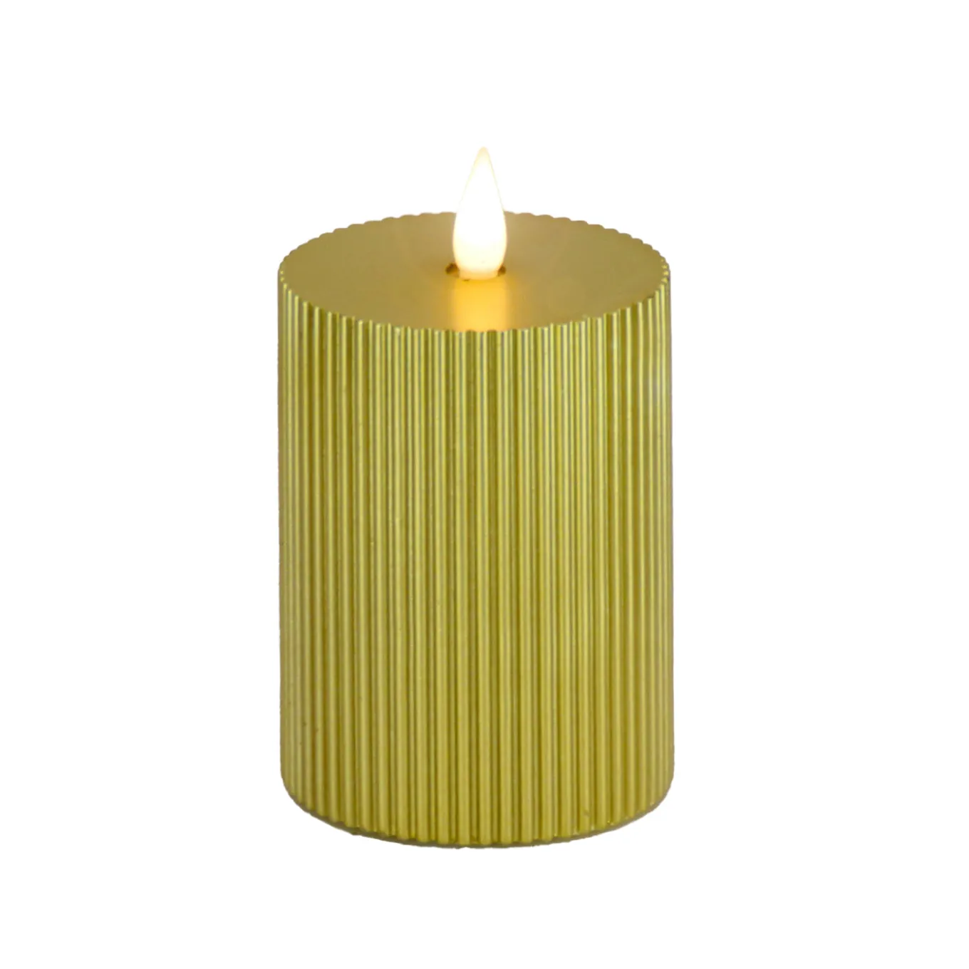 3 in. by 5 in. HGTV Home Collection Flameless Georgetown Pillar Candle, Gold