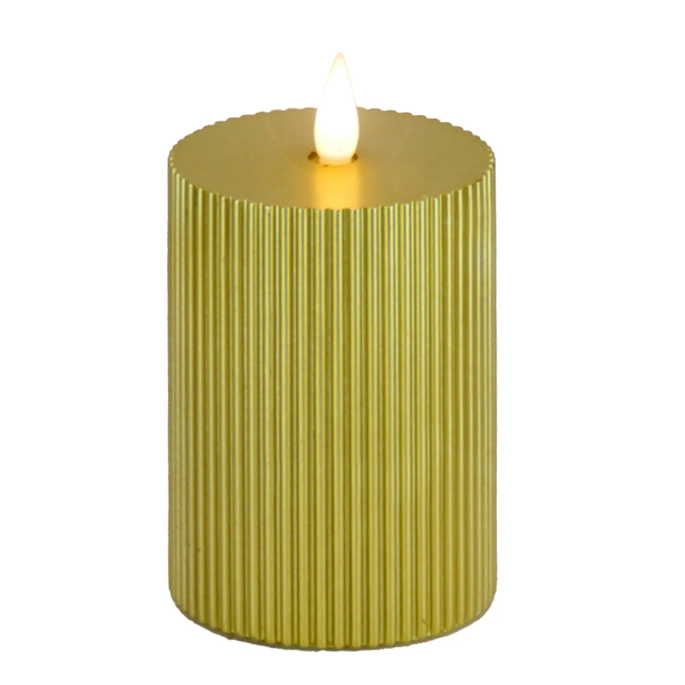 4 in. by 10 in. HGTV Home Collection Flameless Georgetown Pillar Candle, Gold