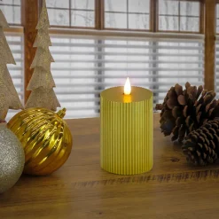 3 in. by 7 in. HGTV Home Collection Flameless Georgetown Pillar Candle, Gold