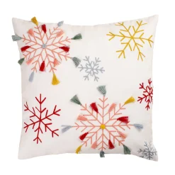 18 in. by 18 in.Velvet Snowflake Embroidery Pillow