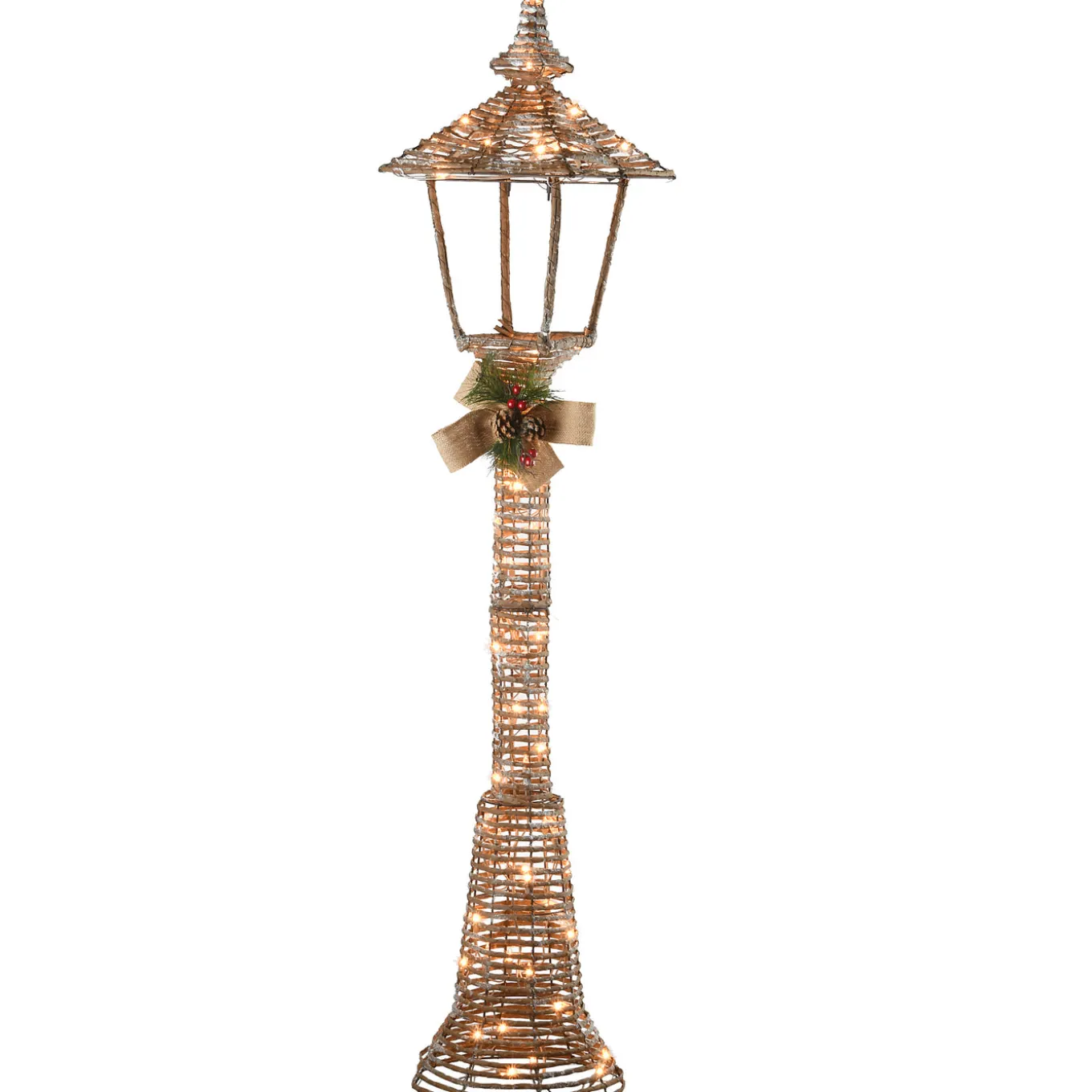 60 in. Champagne Vine Lamppost Decoration with Clear Lights