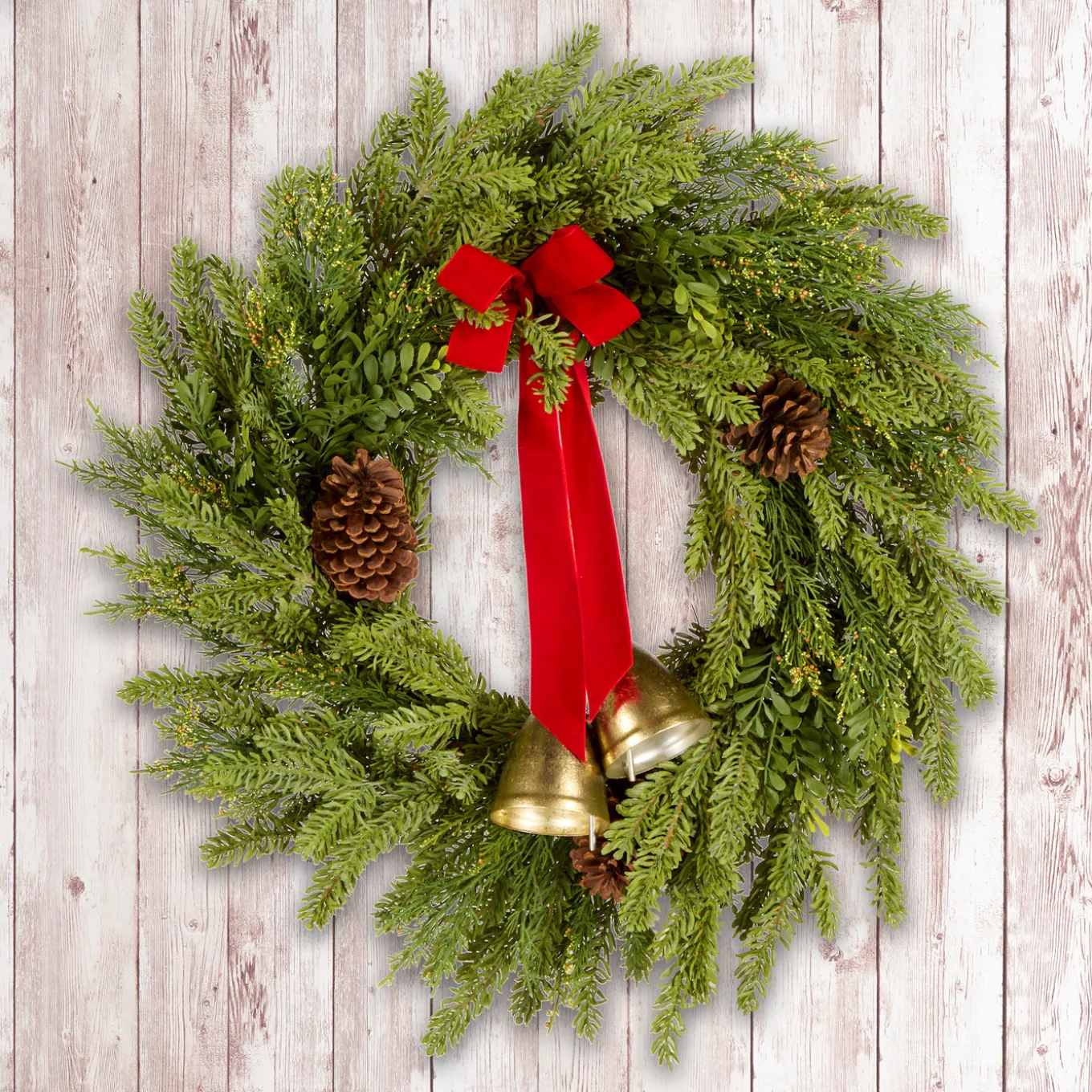 28 in. Christmas Bells Pine Wreath