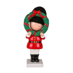 10 in. Christmas Soldier Holding Wreath