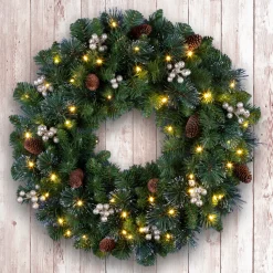 24 in. Crestwood Gold Spruce Wreath with Clear Lights
