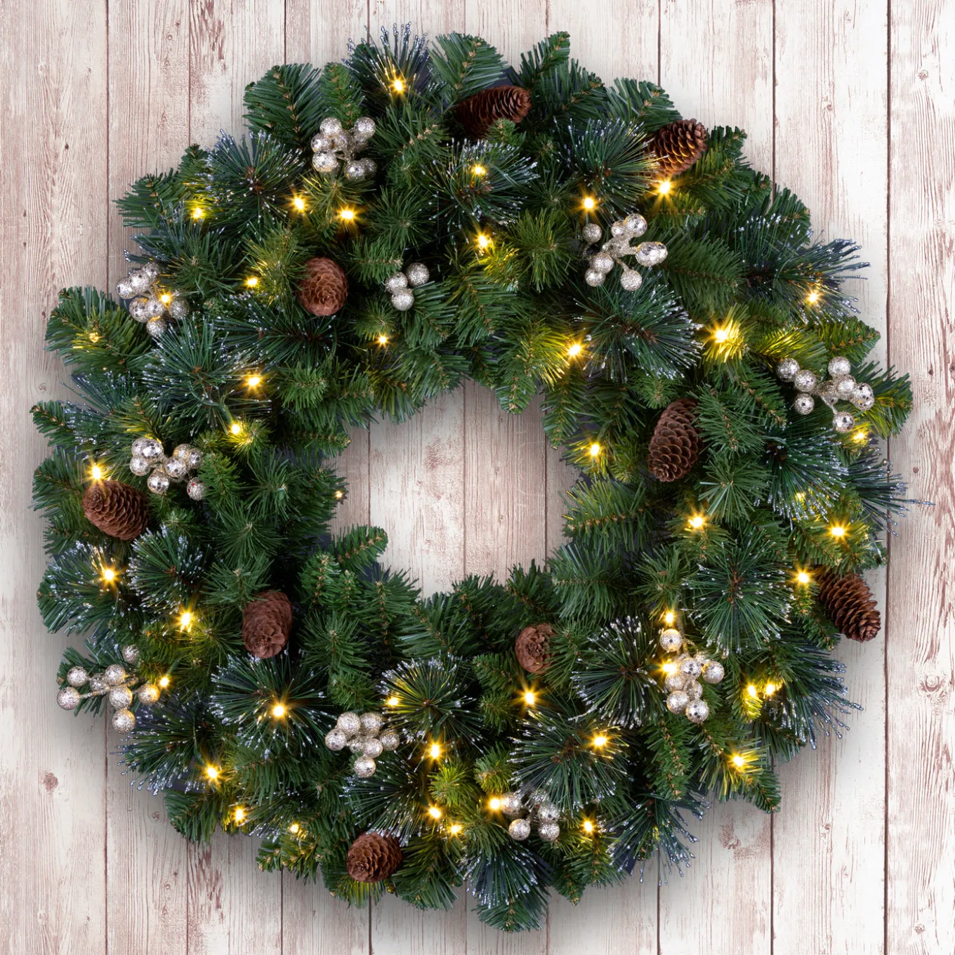 24 in. Crestwood Gold Spruce Wreath with Clear Lights