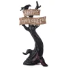 32 in. Crow Standing on Tree with Happy Halloween Sign Table Decoration