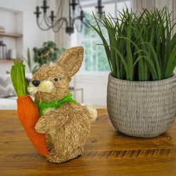 12 in. Cute Easter Bunny Holding Carrot Table Decoration