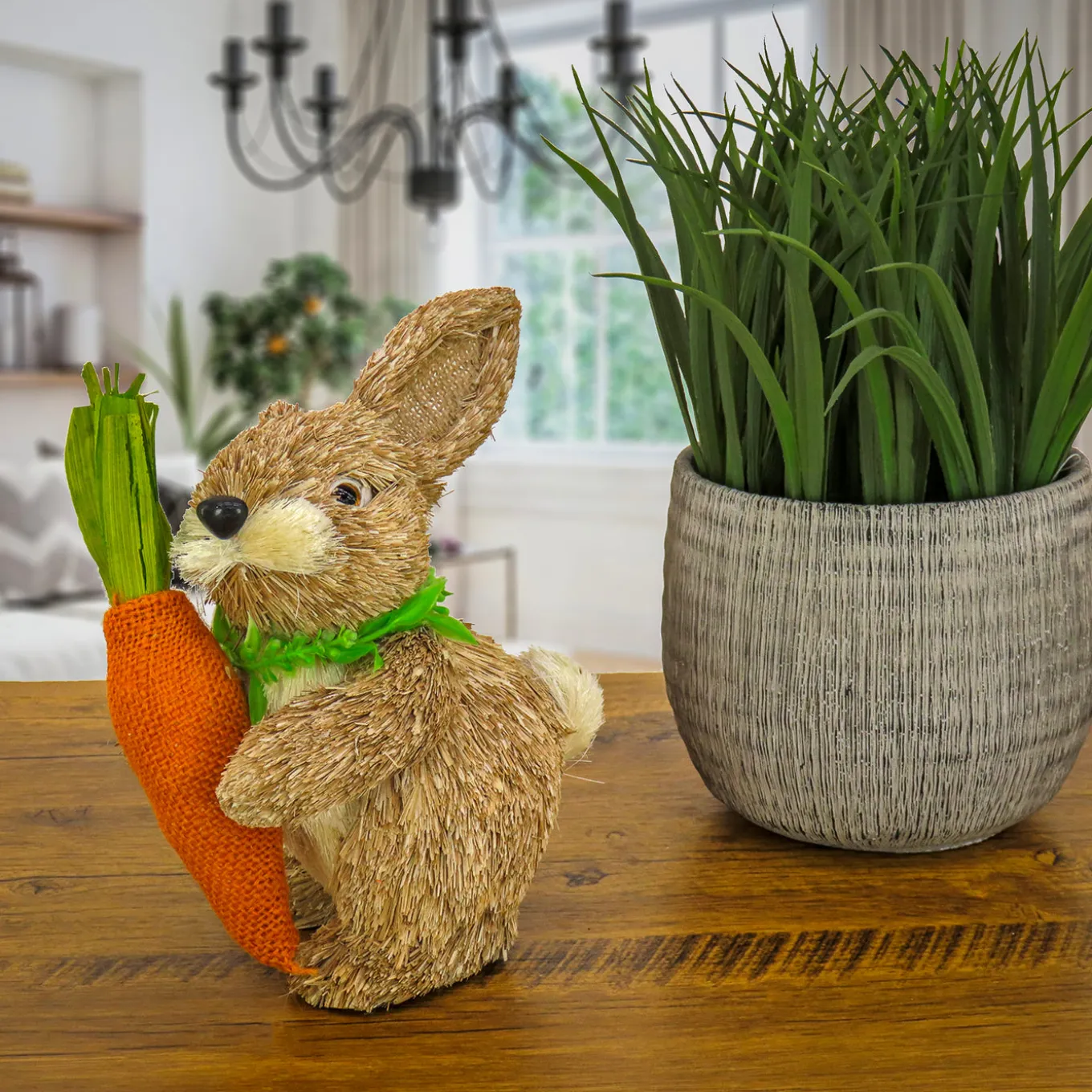 12 in. Cute Easter Bunny Holding Carrot Table Decoration