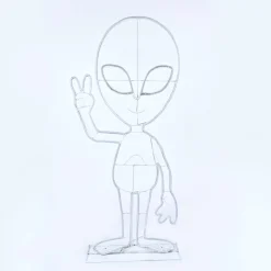 40 in. 2D Alien with Neon Green and Orange LED Lights