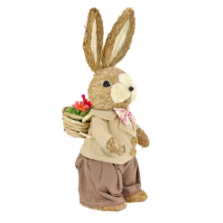 14 in. Dapper Dressed Male Bunny with Floral Bowtie Table Decoration