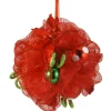 12 in. Decorative Collection Red Ribbon Kissing Ball