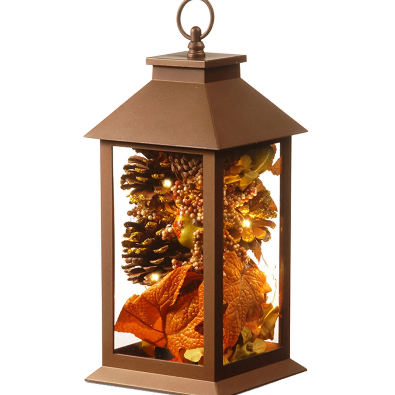 12 in. Decorative Fall Lantern with LED Lights