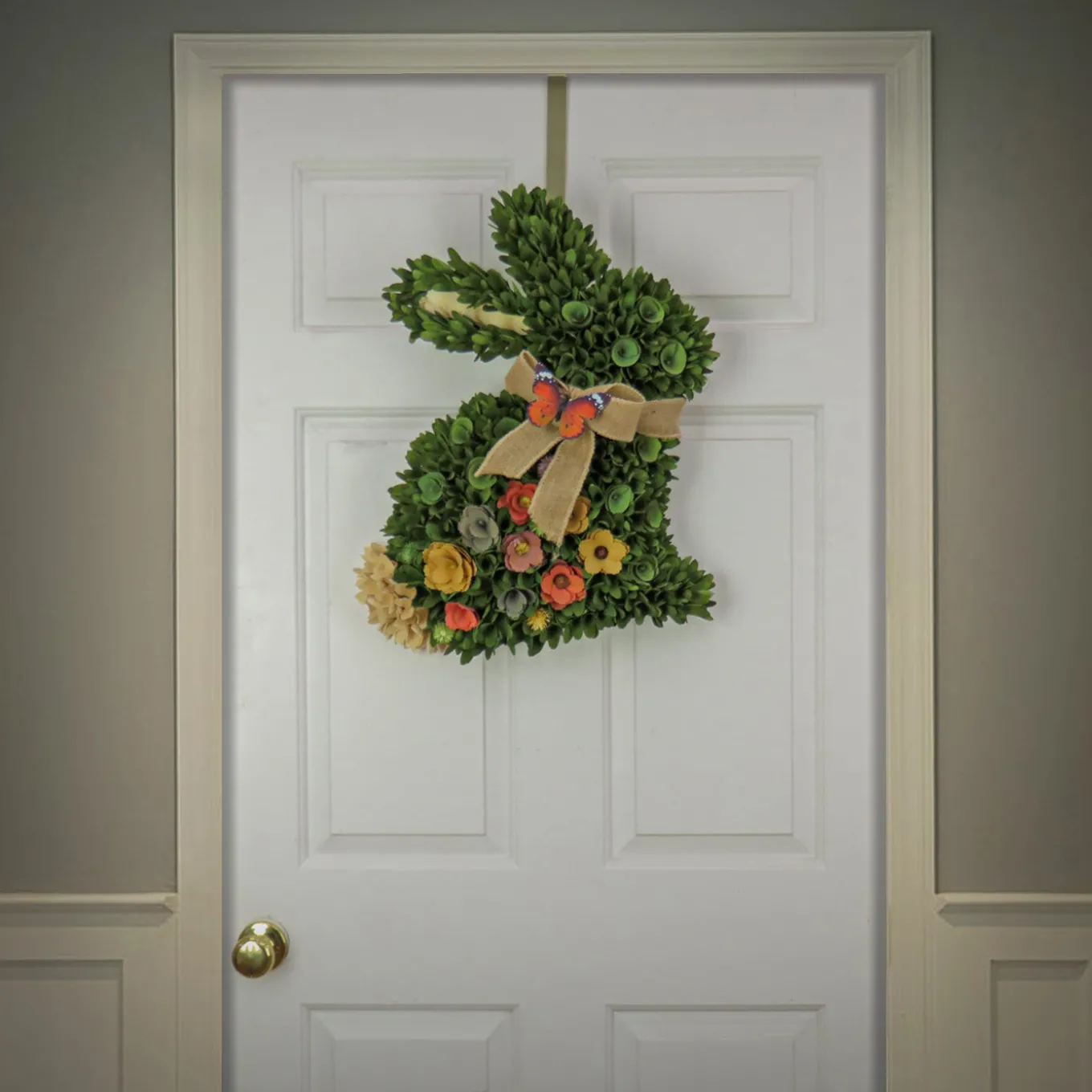 22 in. Easter Bunny Hanging Silhouette Decorated with Colorful Flower Blooms