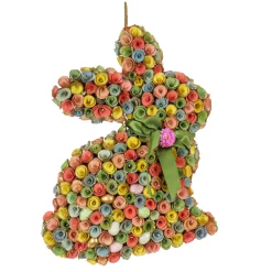 18 in. Easter Bunny Hanging Silhouette Decorated with Colorful Flower Blooms