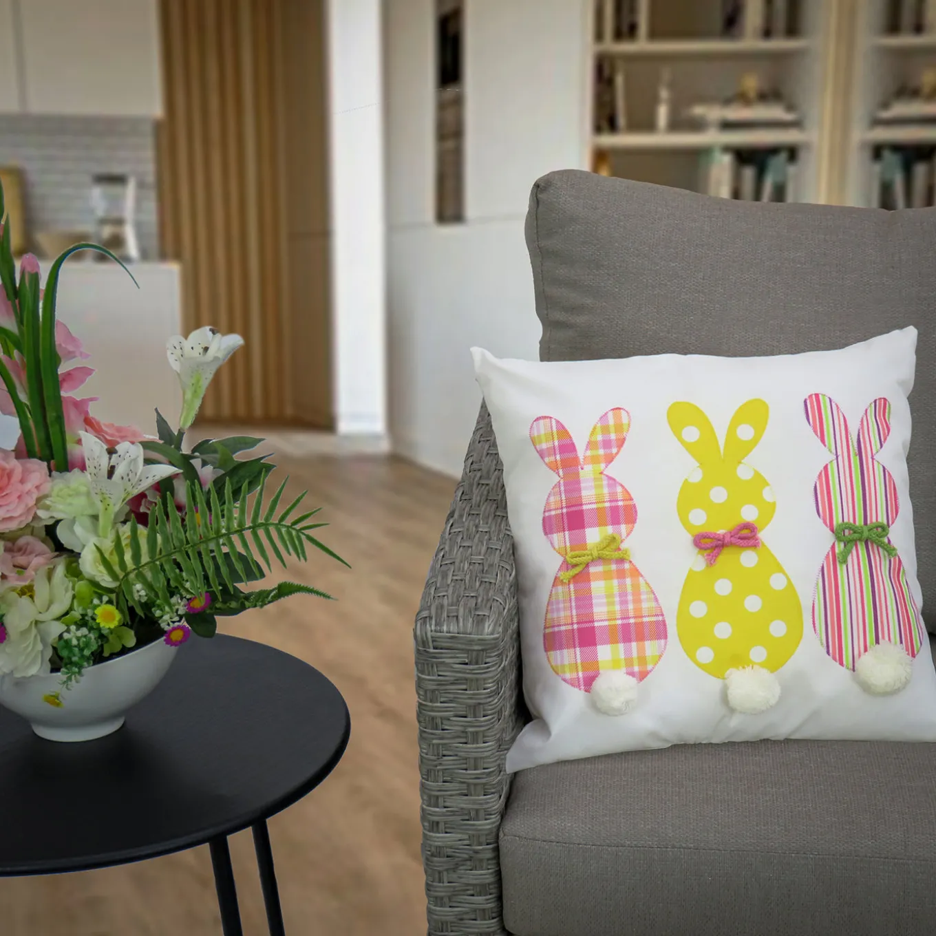 16 in. Easter Bunny Trio Decorative Pillow