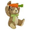 9 in. Easter Bunny with Carrot Table Decoration Decorated with Checkered Green Bow