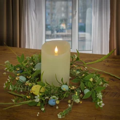 6 in. Easter Candle Ring Decorated with Pastel Eggs and Mini Flowers