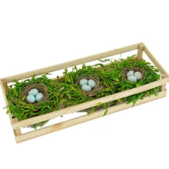 17 in. Easter Triple Nest Table Decoration Decorated with Pastel Eggs, and Wooden Box