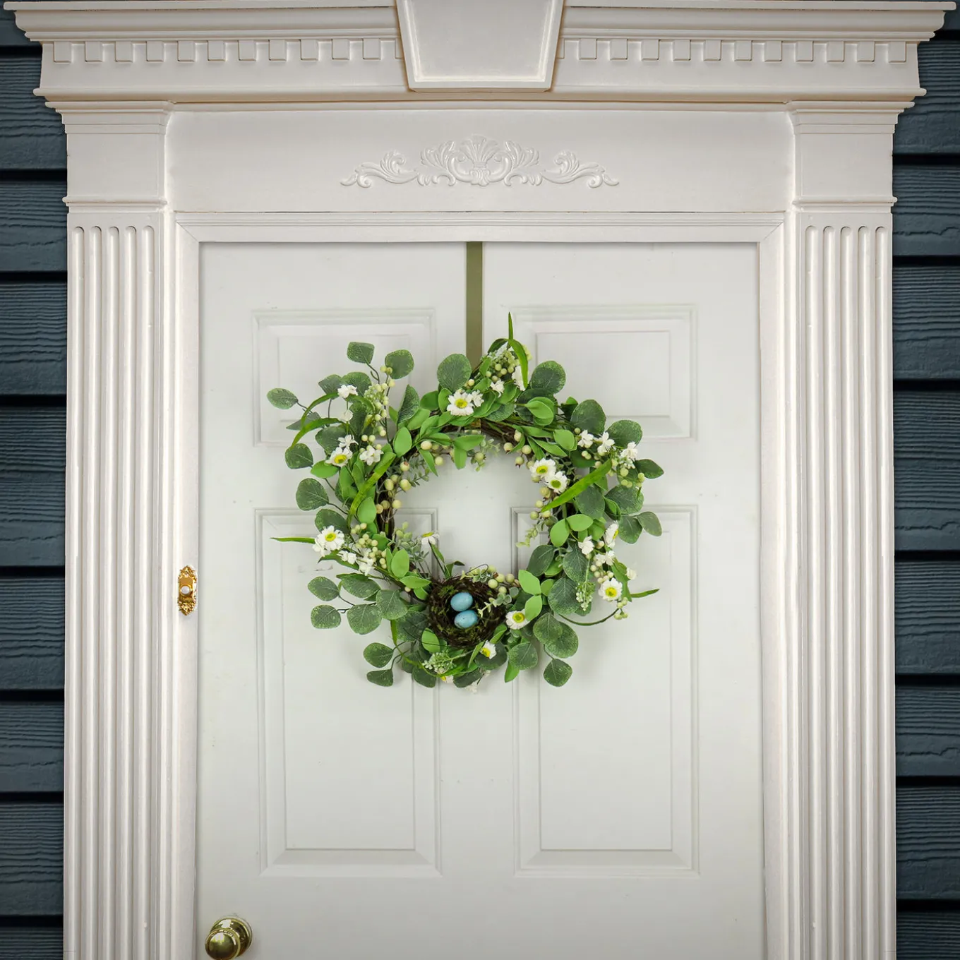 20 in. Easter Wreath Decorated with Spring Blooms and Pastel Eggs