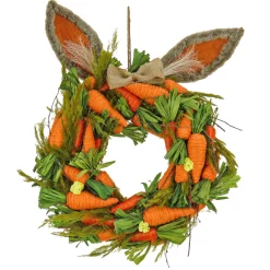 16 in. Easter Wreath Decorated with Carrots and Leafy Greens