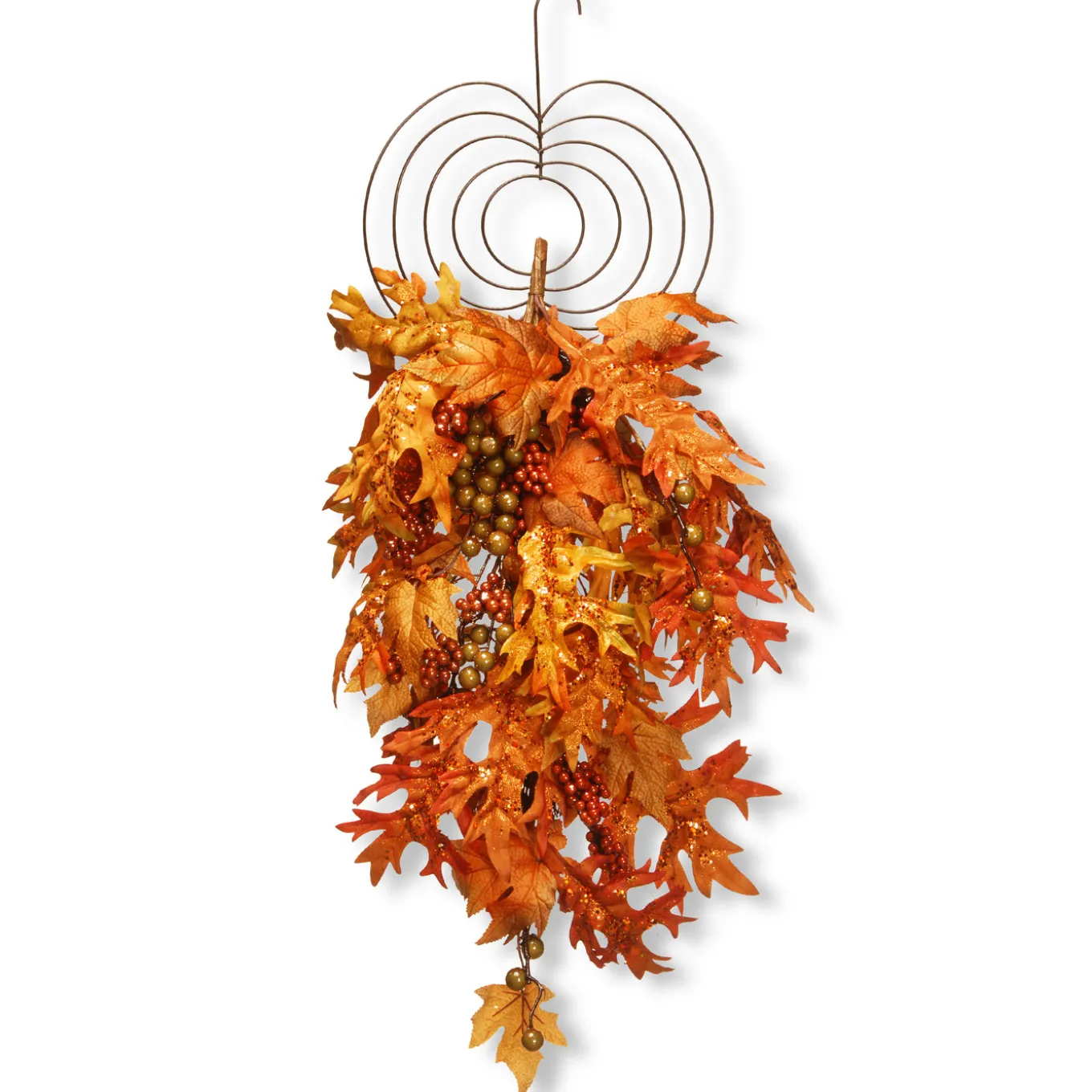 36 in. Fall Teardrop Wall Decoration with Berry Clusters, Maple Leaves