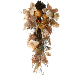 30 in. Fall Teardrop with Pine Cones, Berry Clusters, Pumpkins, Assorted Leaves